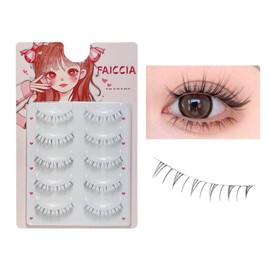 Lower Eyelashes, Natural, 5 Pairs of Eyelashes, Popular, Transparent Axis, Actress Eyelashes, Cartoon Style, Big Eyes, Cosplay Events, Lightweight, Soft, False Eyelashes