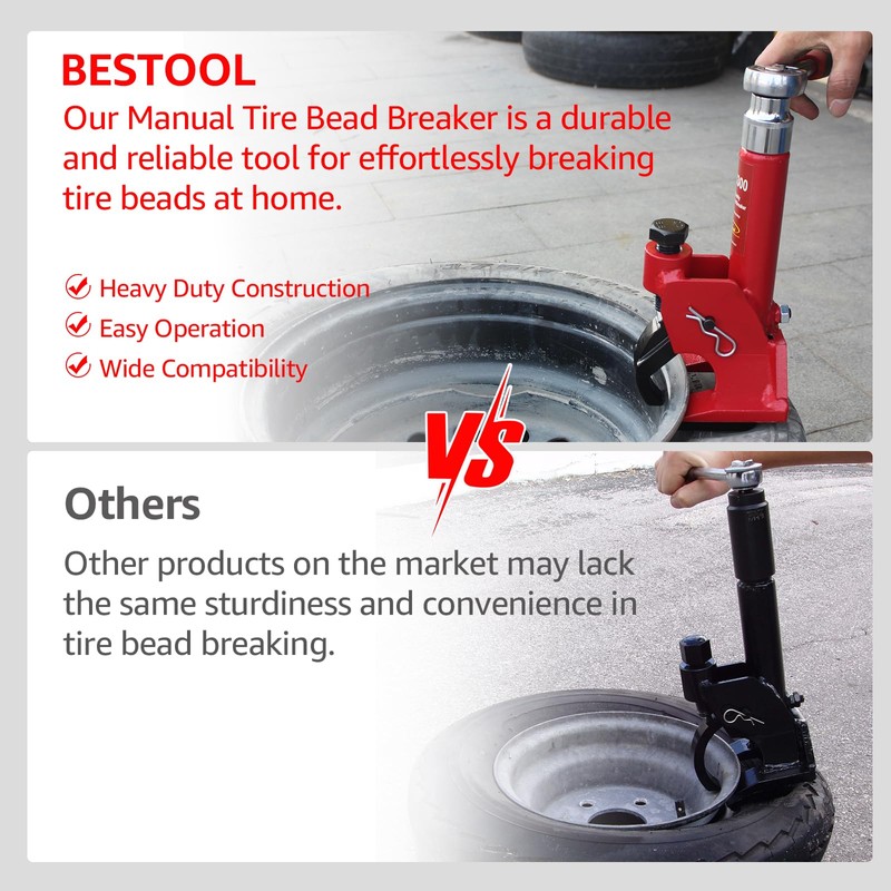 BESTOOL Manual Tire Bead Breaker Tool Adjustable Hammer Tires Changer
