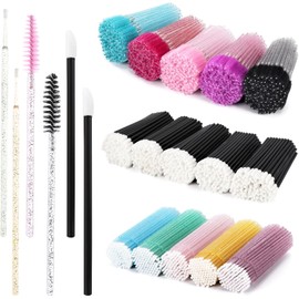 Tbestmax Kit de Suministros de Extensión de Pestañas de 1500 Piezas, 500 Spoolies Varitas de Rímel 500 Cepillos de Labios 500 Microhisopos Coloridos Brochas Desechables para Pestañas, Herramienta Apli