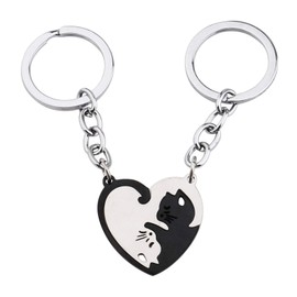Couples Keychains Christmas Valentines Gifts - Cat Best Friend Keychains Boyfriend Girlfriend Anniversary Friendship Gifts for Him and Her Wife Husband Birthday Gifts for Women Men