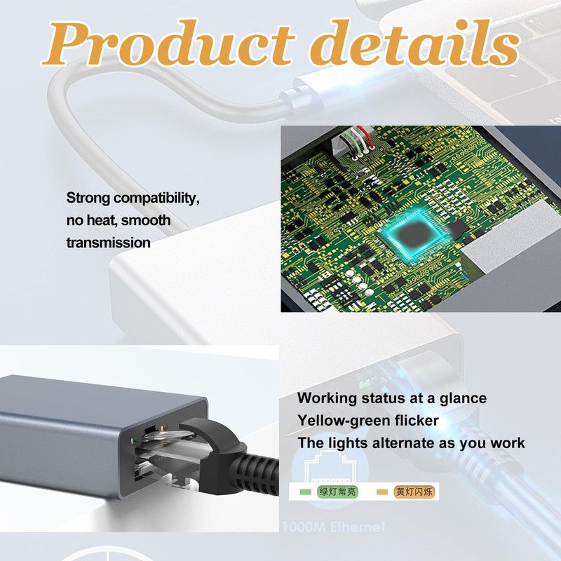Micro USB to RJ45 Ethernet Adapter Compatible with Fire TV