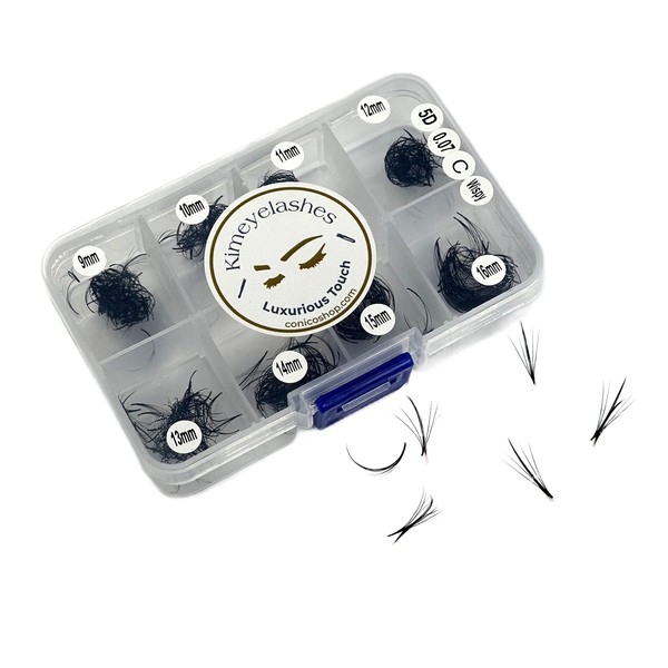 5D Premade fans Wispy lashes 500 Fans 0.07 Mixed Lengths