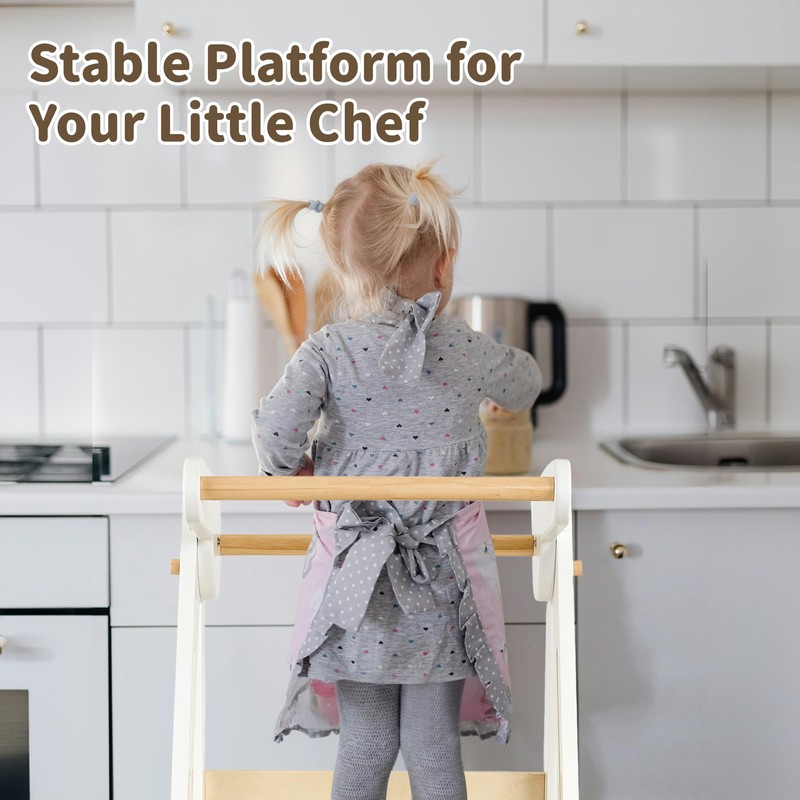 Foldable Toddler Tower Preassembled Kitchen Step Stool, Folding Tower for