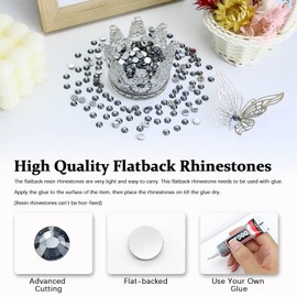 Briskbloom 2000PCS SS20 5mm Resin Flatback Rhinestone, Transparent Gray Flatback Rhinestones for Nails, Tumblers, Mugs, Bottles, Craft Decoration, Loose Bling Glitter Diamond Stone