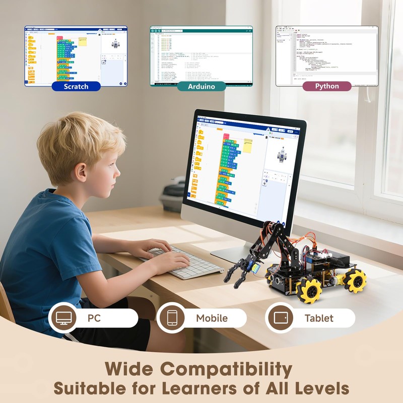 Robotics for Kids Ages 8-12, ACEBOTT Smart Robot Arm Car
