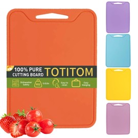 Silicone Cutting Board for Kitchen, 11.8''x 8.6'' Flexible Cutting Boards, BPA Free Non Slip Cutting Mat for Meat, Vegetables and Fruit with Easy Grip Handle, Dishwasher Safe (Orange)