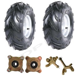 Unbranded 2pc 7'' 16x8-7 Wheel Tire Rim 4 Lug Spindle Hub Gokart Quad Dirt Bike ATV Mower
