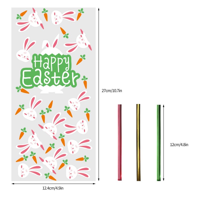 STEFORD Easter Clear Cellophane Bags,120PCS Clear Candy Cookie Treat Bags