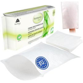 Harmony Care - 50 x Soft Disposable Wash Mitts Made of Spunlace, Disposable Wash Cloths for Adult Care & Babies - Extra Thick Irritation-Resistant Wash Cloths Disposable - Dry