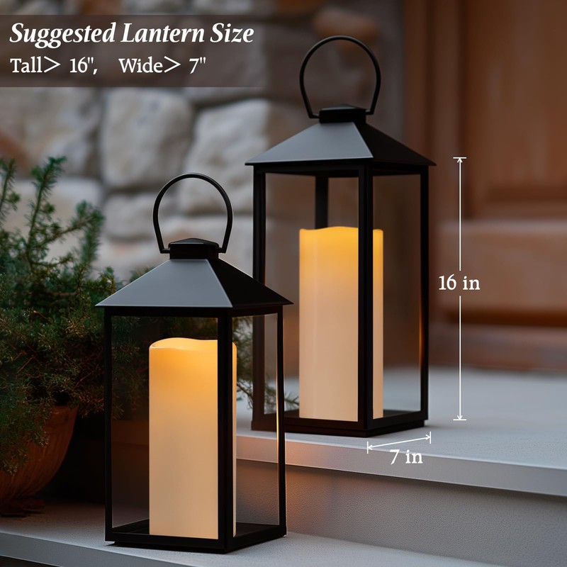 5" x 14" White Large Waterproof Outdoor Flameless Candles Battery