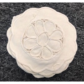 12 Pieces 4" Beige Cotton Embroidered Doily Round Doilies Wedding Table Mat Placemats for Dining Kitchen Table Washable Durable Indoor