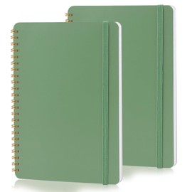 Utron Spiral Notebook For Women & Men, 2PCS Spiral Journal Notebooks, 5.9 x 8.3” College Ruled Notebook For Work Notes, Journal Writing, And Daily Life Entries (Green)