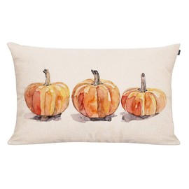 GTEXT 20x12 inch Farmhouse Pillow Covers Fall Pumpkins Pillow Cover Long Cushion Cover Farm Decorative Couch Pillow Cases Cotton Linen Pillow Country Style