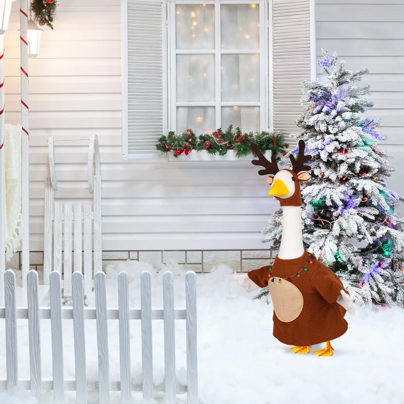 Aymolas Christmas Goose Outfit Reindeer Porch Goose Outfits Xmas Yard