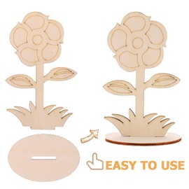 12pcs Unfinished Wooden Flowers for Crafts, Diy Wooden Flowers to Paint, Kids Hand-Painted Flower Decor, Ideal for Home, Office, Party Decor