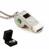 ZLMC Metal Rhinestone Lanyard Whistle Bling Crystal Loud Sound with