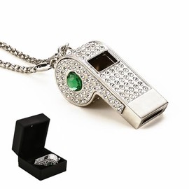 ZLMC Metal Rhinestone Lanyard Whistle Bling Crystal Loud Sound with Chain Whistle for Coaches, Referee, Lifeguard, Emergency, Sports, Adults