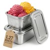 2 Pcs Stainless Steel Ice Cream Containers for Homemade, Reusable