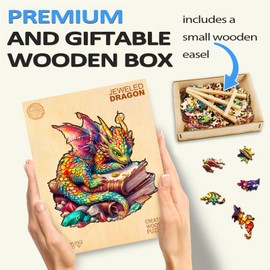 Wooden Puzzles for Adults, Dragon Puzzles with Wood Puzzle Box, Wooden Jigsaw Puzzles, Puzzles Gifts for Puzzle Lover, Wood Adult Puzzles (L-13.4 * 12.6in 240pcs)