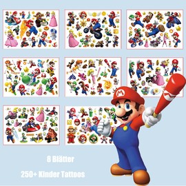KOOCOVY Children's Tattoo, 8 Sheets, Temporary Tattoos, Waterproof Children's Tattoos, Sticker Set for Birthday Gifts, Children's Birthday Party Bags, Festival Party Decoration