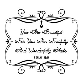 Family Fearfully and Wonderfully Made Empowering Quote Wall Decal Decoration You are Beautiful Psalm 139:14 Bible Verse Cursive Design Lasts Years and Easily Removable - Size: 10 in(W) x 9 in(H)