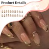 LunarCharm 24 Pieces Gold French Tip Press-on Nails, Nude Fake