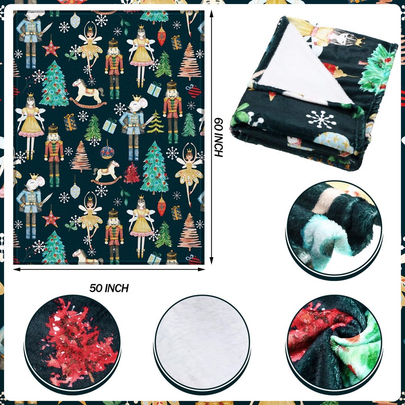 Buryeah Christmas Nutcracker Throw Blanket Soldier Prince Mouse Fairy Gift