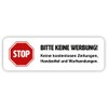 Magnetic Sign "Bitte keine Werbung!" in White for Your Letterbox