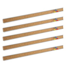 Corksidol Bulletin Bar Strip, Cork Board, Cork Strips, 36" x 1", Classroom, Office, Walls, Cubicle, Aluminum Frame,5 Pack, Silver