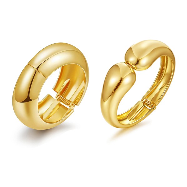 1-3PCS Chunky Gold Cuff Bracelets Bangle for Women, Thick Wide