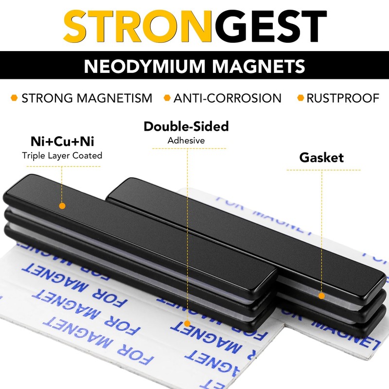 DIYMAG Neodymium Bar Magnets, Strong Powerful Permanent Adhesive Rare Earth