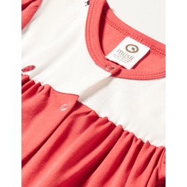 Müsli by Green Cotton Baby Girl Ladybird Puff S/S Beach Body and Toddler Sleepers, Apple Red