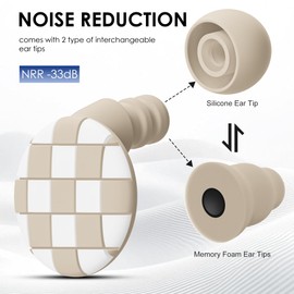 Ear Plugs for Sleeping, Silicone Ear Plugs for Noise Cancelling, Soft Reusable Ear Plugs Noise Reduction 33dB-38dB for Sleep, Block Snoring, Work, Noise Sensitivity, Study