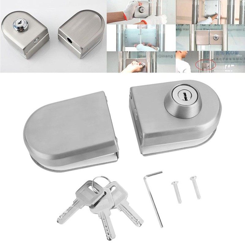10~12mm Stainless Steel Glass Door Lock with Keys Open/Close Home