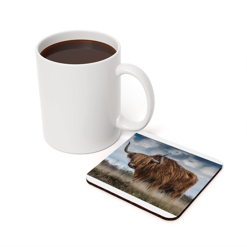 Cork Coaster - Bull Highland Gorgeous Animal Wildlife Photo Meadow