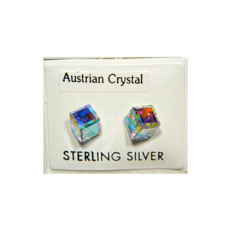 Arranview Jewellery A/B Crystal Cube 6mm Earring - 925 Sterling
