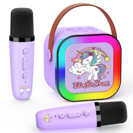 Dromlag Karaoke Machine 2 Microphones, Unicorn Gifts for Girls Birthday Presents Toys for 3-12 Year Old Girls Gifts Christmas Xmas Gifts for Kids Microphone Birthday Gifts for Girls Toys Age 3-15