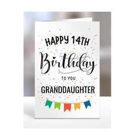 14th birthday card for Granddaughter, gifts for girl, girls, her, female, presents for women, from grandma, grandad, nan, nana, 14 years old, Happy to you, A5-163a_15