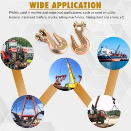 9TH SHOP 3/8 Chain Hook, Chain Hooks 3/8 Heavy Duty, 6600Lbs G70 Clevis Grab Hook 3/8 Inch for Trailer Truck Tow Chain Transport -Yellow Chromate Finish (2 Pack)