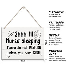 Nurse Wood Sign, Nurse Gift, Decorative Hanging Wood Plaque for Wall, Do Not Disturb Sign for Door Decoration, Nurse Office Door Hanger, Nurse Office Wall Decor, Nurse Sleeping Sign JS4-55