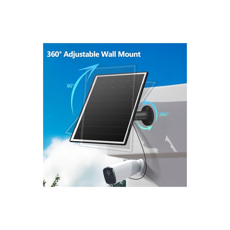 8W Solar Panel Charger for Outdoor Security Cameras - Fast