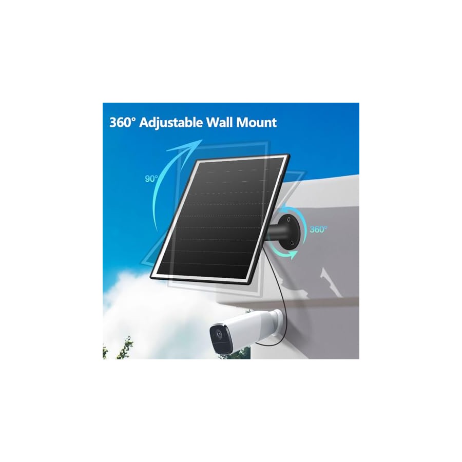 8W Solar Panel Charger for Outdoor Security Cameras - Fast Charging