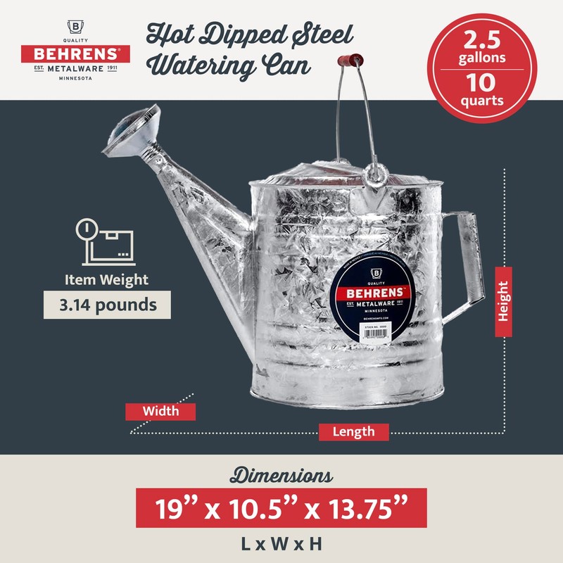 Behrens Weatherproof Hot Dipped Galvanized Steel Watering Can with Wooden