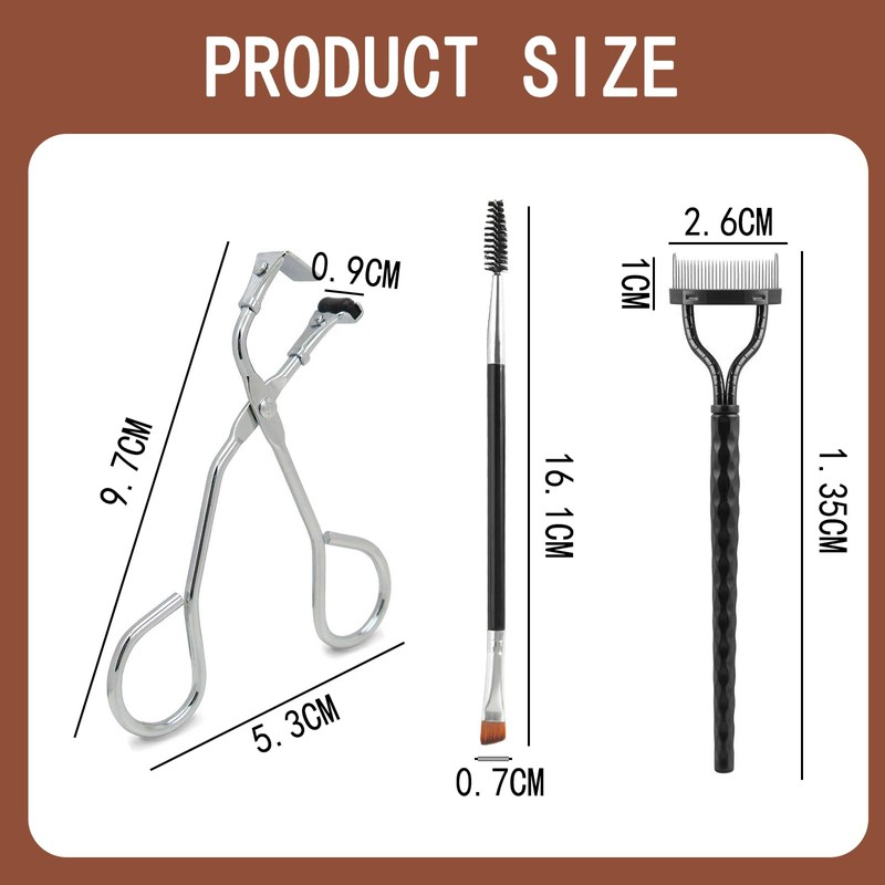 ZWWOGE Eyelash Curler 3-Piece Set Includes Partial Eyelash Curler, Double