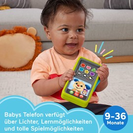 Fisher-Price Lernspaß HNL47 2-in-1 Smartphone Toy Phone with Lights and 75+ Songs with Learning Fun Puppy and Dog Friend Numbers and Shapes, Speaks German, from 9 Months / 1 Year
