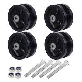 SYRATION 4"x1-1/2" Cast Iron V Groove Caster Wheel with Straight Roller Bearing Capacity 2400 lbs (4"x1-1/2", 4 Black Wheels)