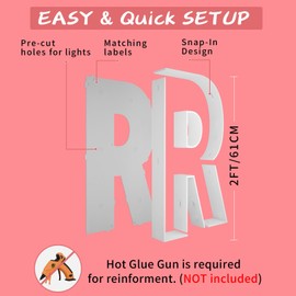 2FT Colorful Marquee Light Up Letters R, 14 Modes Light Up Letters Sign with Switch for Graduation, Birthday or Wedding Decorations