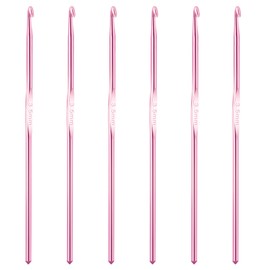 6Pcs 3.5mm Aluminum Crochet Hook, Size E (Size 4) Knitting Needles Craft Yarn, Crochet Hook for DIY Craft, Gold Crochet Needles for Knitting Scarf(Pink)