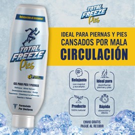 Bas international Total Freeze Gel Gel para Piernas Tobillos y Pies Con Romero, Menta, Sabila, Jengibre, Canela y Centella Alivio en Adormecimiento y Pesadez de las Piernas, Tobillos y Pies.
