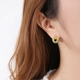 Stud Earrings for Women, Statement Cubic Zirconia Three Circles Studs Earrings│Dainty Small Stud Earrings Jewellery Gifts Birthday